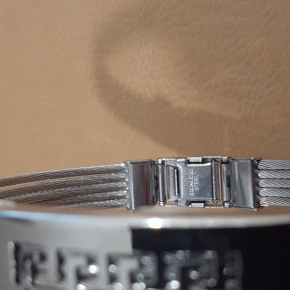 STAINLESS STEEL FIVE STAND GREEK KEY BRACELET ID - Picture 3 of 4